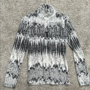 Black and White Patterned Turtleneck Top